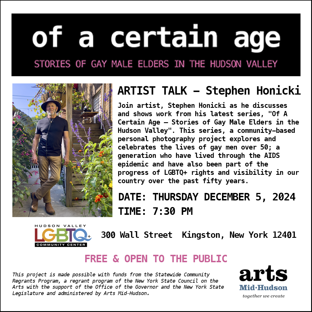 Artist Talk Stephen Honicki “Of A Certain Age Stories of Gay Male